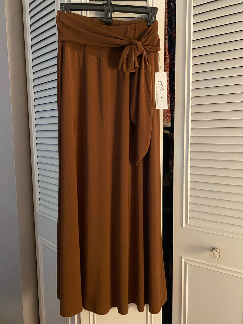 NY Collection Chestnut Tie-Waist Maxi Skirt